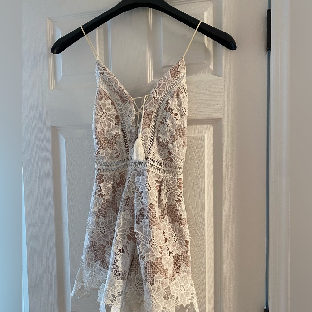 White Lace Short Romper